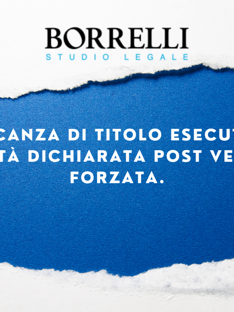 MANCANZA DI TITOLO ESECUTIVO