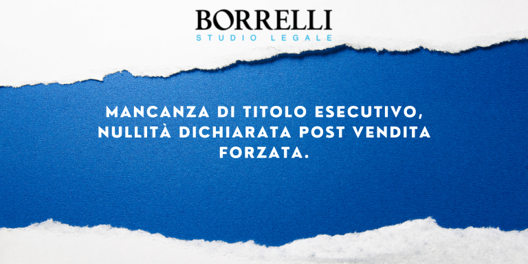 MANCANZA DI TITOLO ESECUTIVO