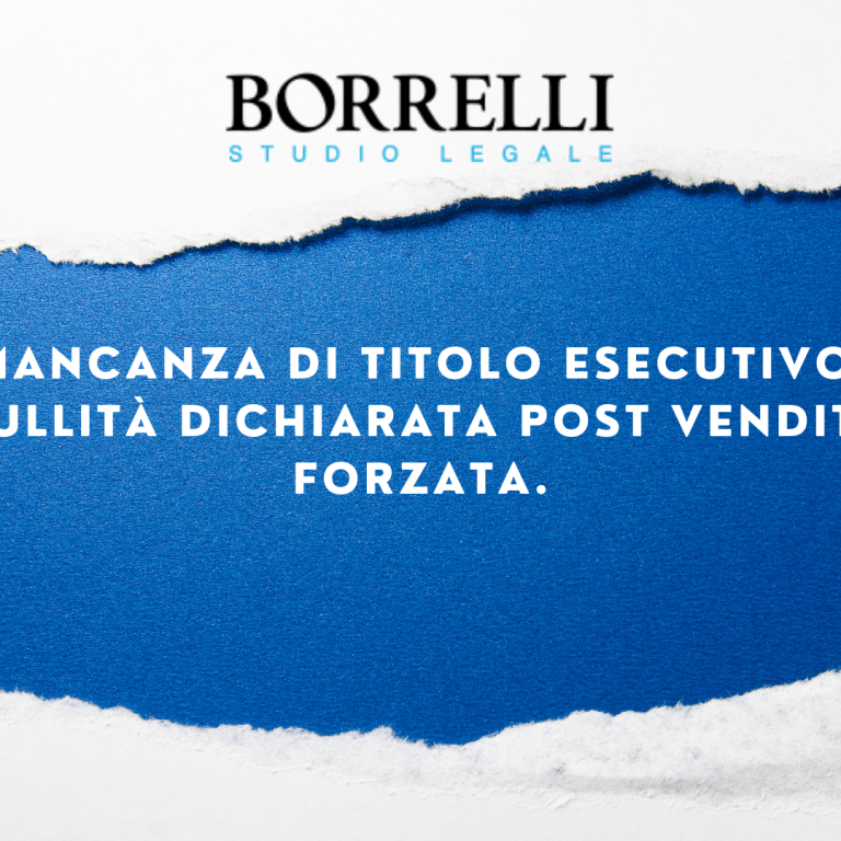 MANCANZA DI TITOLO ESECUTIVO
